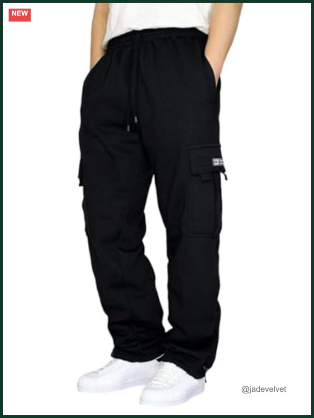 Men's Heavyweight Fleece Baggy Cargo Sweatpants with Pockets